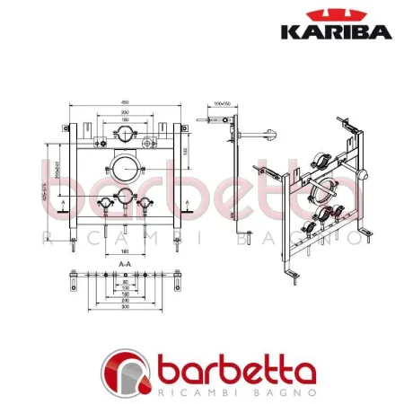 SOSTEGNO UNIVERSALE IN PROFILATO ZINCATO PER WC SOSPESO KARIBA 369052