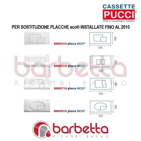 PLACCA CASSETTA PUCCI ECO SLIM A PARETE BIANCO DUE PULSANTI 80179560