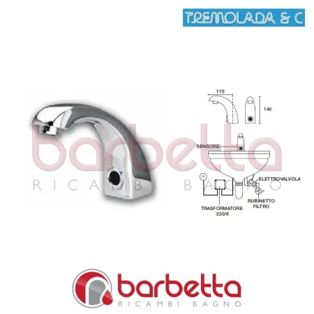RUBINETTO A FOTOCELLULA CON MISCELATORE RICAMBIO TREMOLADA 8002