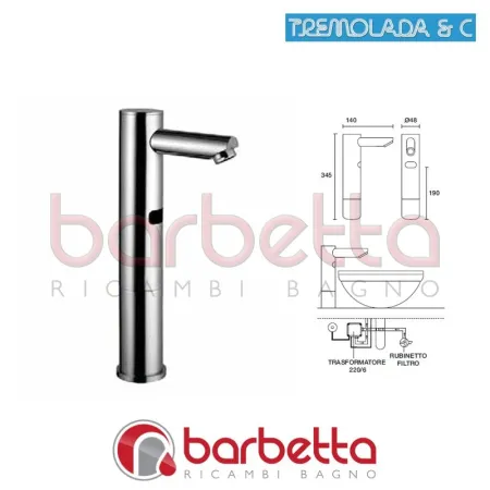RUBINETTO ALTO A FOTOCELLULA PER LAVABO RICAMBIO TREMOLADA 8503L
