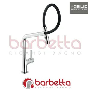 MISCELATORE LAVELLO CUCINA CON GUAINA ORIENTABILE CON DOCCETTA 2 GETTI SERIE LAMP FUME NOBILI MP119400FL