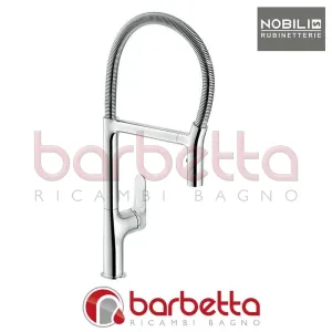 MISCELATORE LAVELLO CUCINA CON MOLLA ORIENTABILE CON DOCCETTA 2 GETTI SERIE YPSILON NICKEL SPAZZOLATO NOBILI MP120300IX