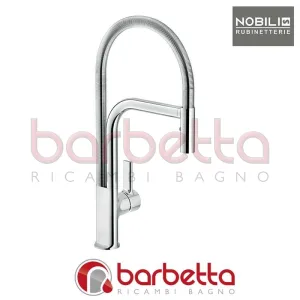MISCELATORE LAVELLO CUCINA CON MOLLA ORIENTABILE CON DOCCETTA 2 GETTI NICKEL SERIE MASTER NOBILI MP118300IX