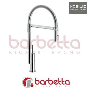 MISCELATORE LAVELLO CUCINA CON MOLLA E DOCCETTA SERIE ACQUERELLI JOYSTICK CROMO NOBILI AJ93400CR