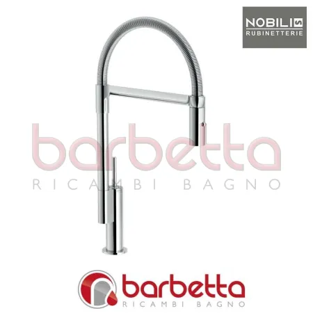 MISCELATORE LAVELLO CUCINA CON MOLLA E DOCCETTA SERIE ACQUERELLI JOYSTICK CROMO NOBILI AJ93400CR
