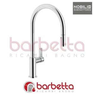 MISCELATORE LAVELLO CUCINA STAMPATO CARTUCCIA Ø28 DOCCIA ESTRAIBILE 2GETTI FLAG NERO+CROMO NOBILI FL96137NC