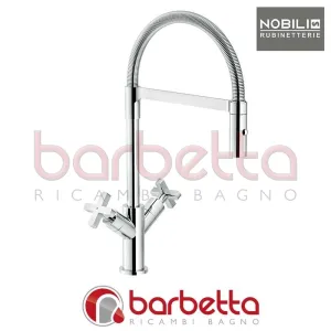 RUBINETTO MONOFORO LAVELLO CUCINA CON MOLLA ORIENTABILE DOCCETTA 2 GETTI SERIE LIRA CROMO NOBILI LR116300CR