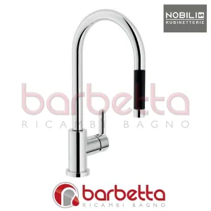MISCELATORE LAVELLO DOCCIA ESTRAIBILE MONOGETTO IMPUGNATURA NERA SERIE ABC CROMO NOBILI AB87137/1CR
