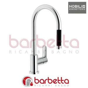 MISCELATORE LAVELLO DOCCIA ESTRAIBILE MONOGETTO IMPUGNATURA NERA SERIE SAND CROMO NOBILI SA99137/1CR