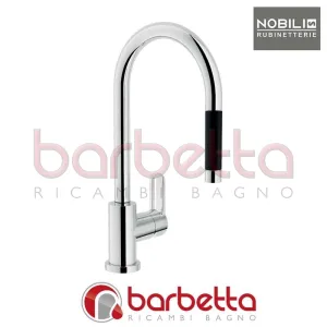 MISCELATORE LAVELLO DOCCIA ESTRAIBILE MONOGETTO IMPUGNATURA NERA NEW ROAD CROMO NOBILI RD00137/1CR