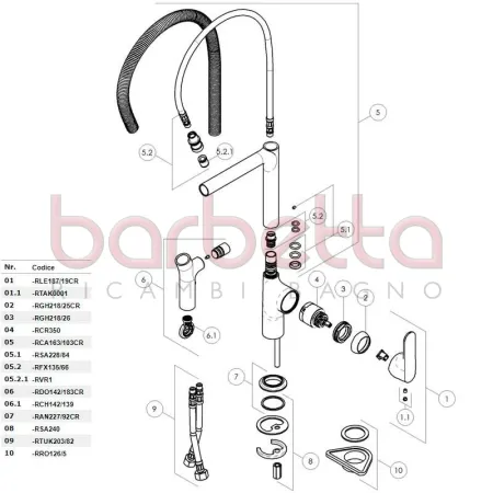 RICAMBIO DOCCETTA SERIE YPSILON CROMO NOBILI RCA163/103CR