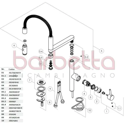 RICAMBIO LEVA MONOCOMANDO SERIE MOVE VERSIONE CON MOLLA CROMO NOBILI RLE187/62CR