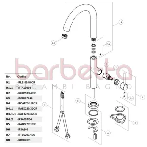 RICAMBIO NR 10 AERATORI M 24x1 CASCADE CLASSE A CROMO NOBILI RAEK220/32CR