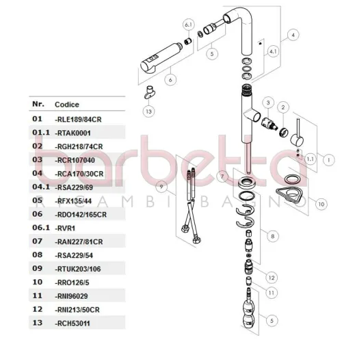 RICAMBIO NIPLEX COMPLETO VALVOLA NON RITORNO DOCCIA ESTRAIBILE CROMO NOBILI RNI213/50CR