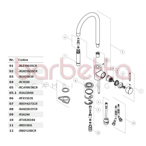 RICAMBIO SACCHETTINO INSERTO PTFE CANNA CUCINA NOBILI RSA229/65