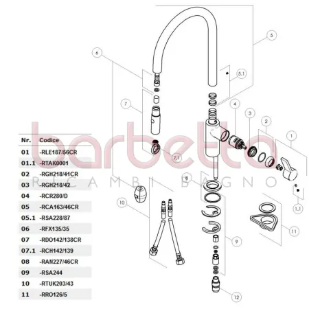 RICAMBIO DOCCETTA PULL DOWN CROMO NOBILI RDO142/138CR