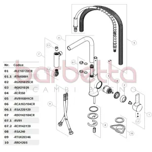RICAMBIO CANNA TUBO Ø22 PARALLEL CROMO NOBILI RCA163/104CR