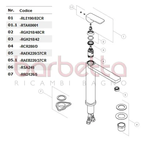 RICAMBIO LEVA LOOP CROMO NOBILI RLE190/82CR