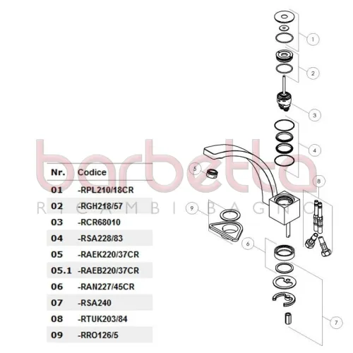 RICAMBIO GHIERA PER CARTUCCIA SERIE ROXY NOBILI RGH218/57