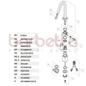 RICAMBIO KIT SOSTITUZIONE CARTUCCIA ASSIALE CROMO NOBILI RKT46000/CB1CR