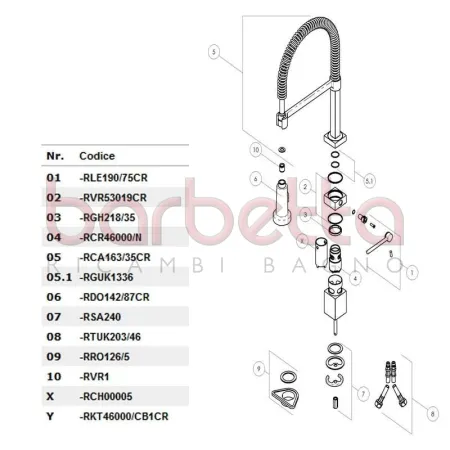 RICAMBIO CANNA COMPLETA LAVELLO CUCINA CUBE CROMO NEUTRO NOBILI RCA163/35CR