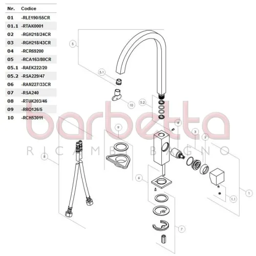 RICAMBIO LEVA TOWER CROMO NOBILI RLE190/55CR