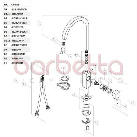 RICAMBIO LEVA TOWER CROMO NOBILI RLE190/55CR