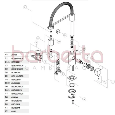RICAMBIO CANNA CUCINA TOWER CROMO NOBILI RCA163/29CR