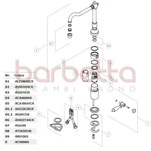 RICAMBIO CANNA COMPLETA PER LAVELLO CHARLIE CROMO NOBILI RCA166/41CR