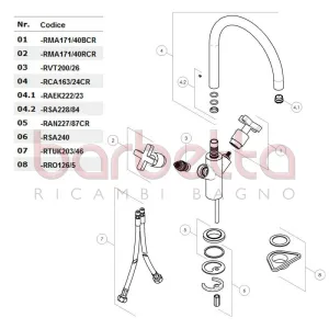 RICAMBIO CANNA Ø22 PER MONOFORO LAVABO CUCINA CROMO NOBILI RCA163/24CR