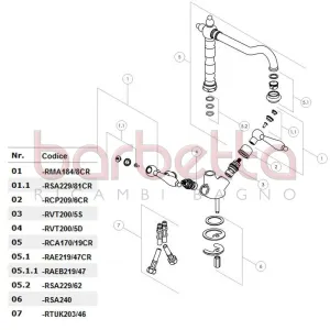RICAMBIO CAPPUCCIO VITONE MANIGLIA TRADIZIONALE CROMO NOBILI RCP209/6CR