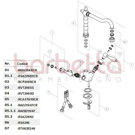 RICAMBIO CAPPUCCIO VITONE MANIGLIA TRADIZIONALE CROMO NOBILI RCP209/6CR