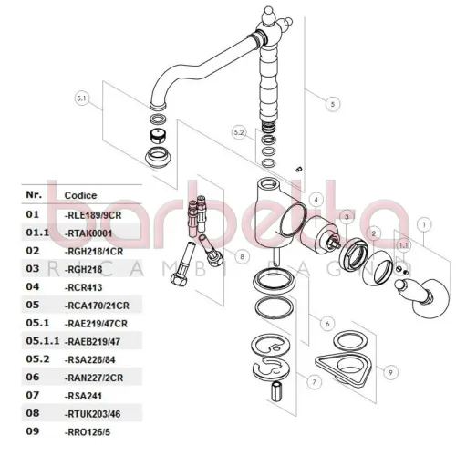 RICAMBIO LEVA ANTICA CROMO NOBILI RLE189/9CR