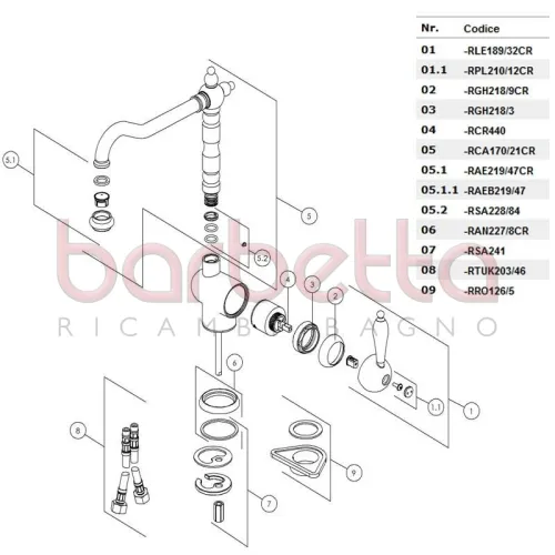 RICAMBIO LEVA OVETTO ANTICATA CROMO NOBILI RLE189/32CR