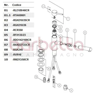 RICAMBIO KIT DI N. 10 VALVOLINE DIAM. 15 NOBILI RVR10