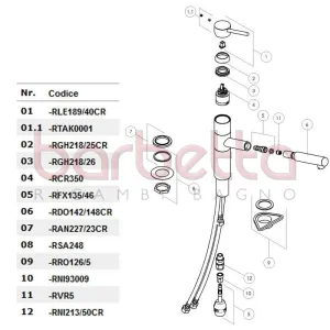 RICAMBIO SACCHETTO DI FISSAGGIO PER LAVELLO DOCCIA ESTRAIBILE NOBILI RSA248
