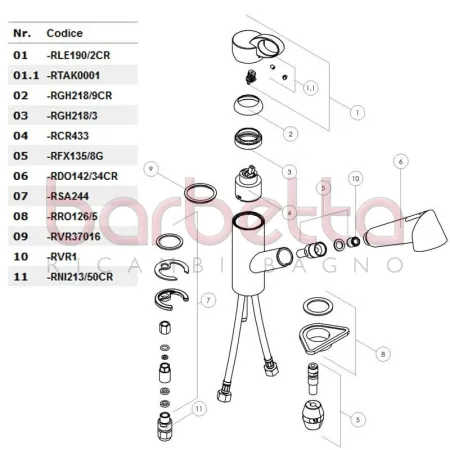 RICAMBIO ANELLO PER LAVELLO DOCCIA ESTRAIBILE OZ NOBILI RVR37016