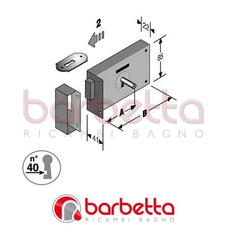 SERRATURA PORTONCINO DA APPLICARE ART.175 OR BONAITI SCATOLA MM.120