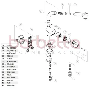 RICAMBIO DOCCIA GRAFIC CON VALVOLINA CROMO NOBILI RDO142/15CR