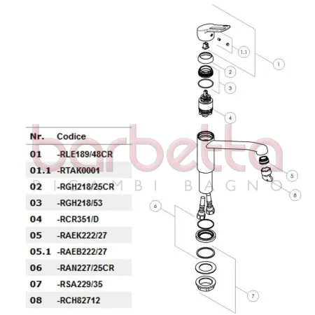 RICAMBIO LEVA NEW ROAD T6 INCLINATA CROMO NOBILI RLE189/48CR
