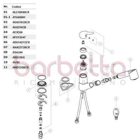 RICAMBIO DOCCETTA "NAIF'" 2 GETTI CROMO NOBILI RDO142/13CR