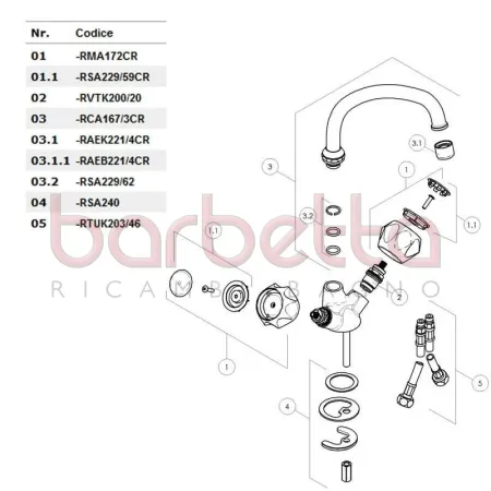 RICAMBIO CANNA JOTA LUNGA ALTA CROMO NOBILI RCA167/3CR