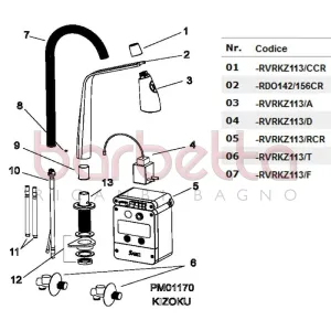 RICAMBIO RUBINETTI FILTRO (N.2) PER ARTICOLO KIZOKU 113 CROMO NOBILI RVRKZ113/RCR