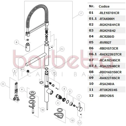 RICAMBIO SACCHETTINO GUARNIZIONI, GRANI, TAPPINI PER LAVELLO CUCINA CROMO NOBILI RSA229/48CR