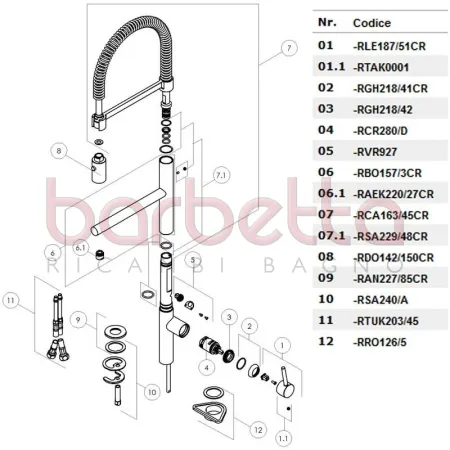 RICAMBIO SACCHETTINO GUARNIZIONI, GRANI, TAPPINI PER LAVELLO CUCINA CROMO NOBILI RSA229/48CR