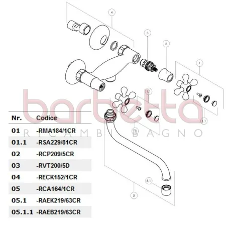 RICAMBIO ECCENTRICO MURALE CROMO NOBILI RECK152/1CR