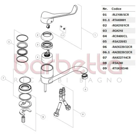 RICAMBIO LEVA CLINICA SKIPPER CROMO NOBILI RLE186/SCR