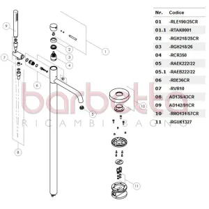 FLESSIBILE CM.150 IN GOMMA SENZA O.R. DA 1/2" GAS DOPPIA CALOTTA CONICA CROMO NOBILI D135/43CR