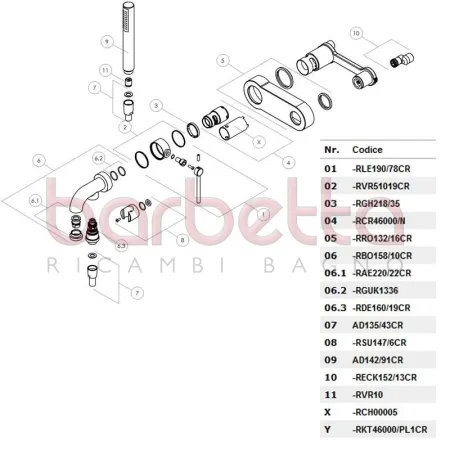 RICAMBIO BOCCA GRUPPO VASCA PLUS CROMO NOBILI RBO158/10CR
