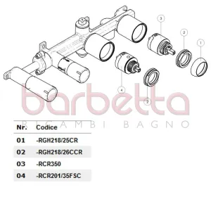 RICAMBIO CARTUCCIA DEVIATRICE Ø35 CON FONDO PIATTO SENZA CHIUSURA NOBILI RCR201/35FSC
